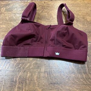 SHEFIT Ultimate Sports Bra in a wine or burgundy color approx sz large Velcro